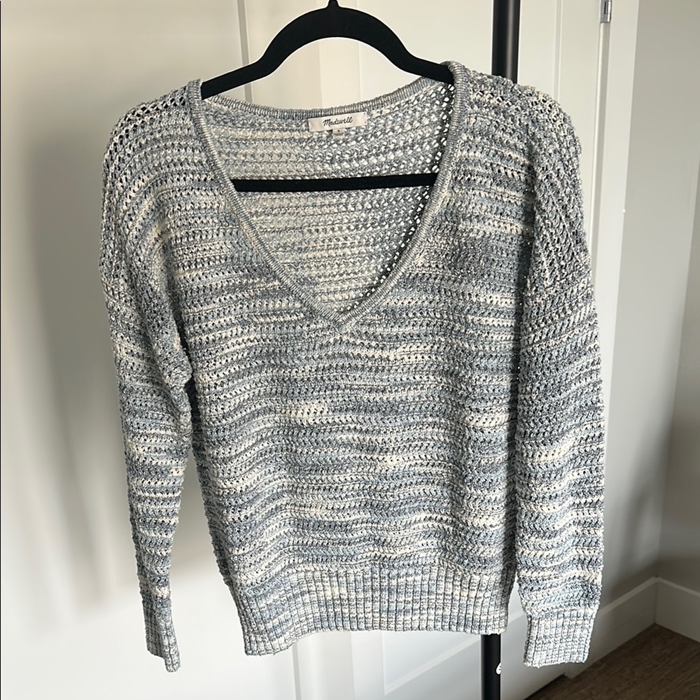 Madewell Knit Blue and White Sweater